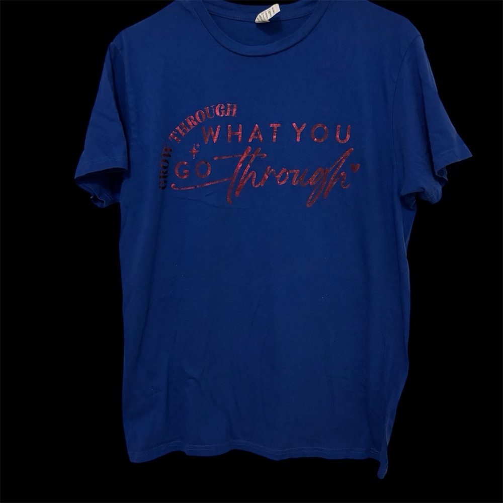 Vibrant Blue Graphic Tee with Red Accents! 100% Cotton! NEW!